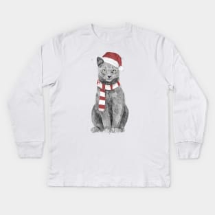 Xmas cat Kids Long Sleeve T-Shirt